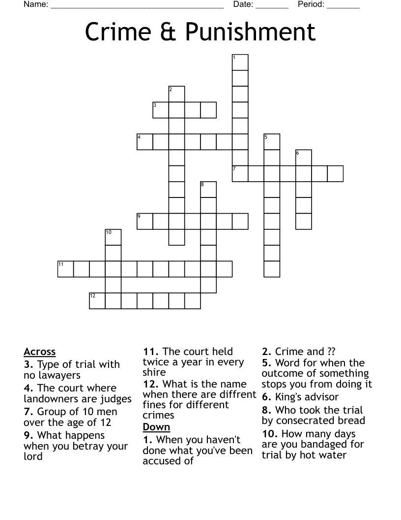 Crime & Punishment Crossword