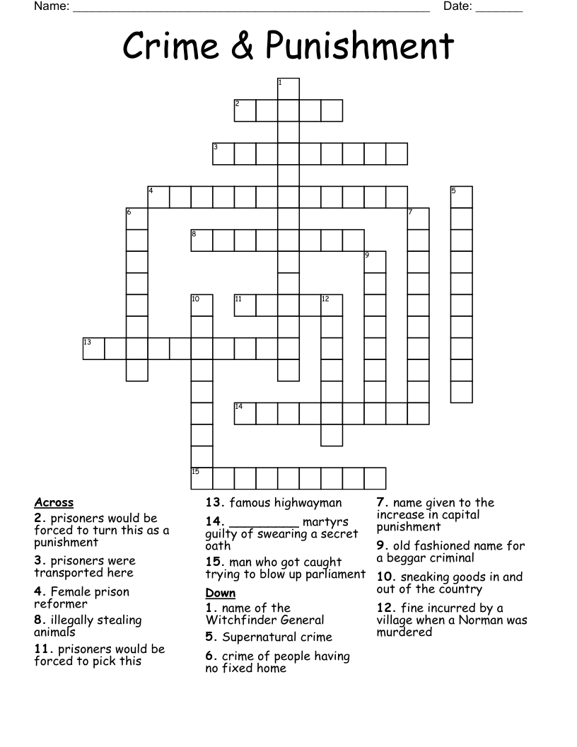 Crime & Punishment Crossword