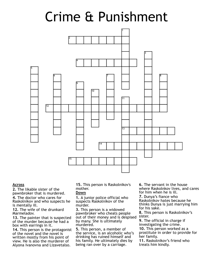 Crime & Punishment Crossword