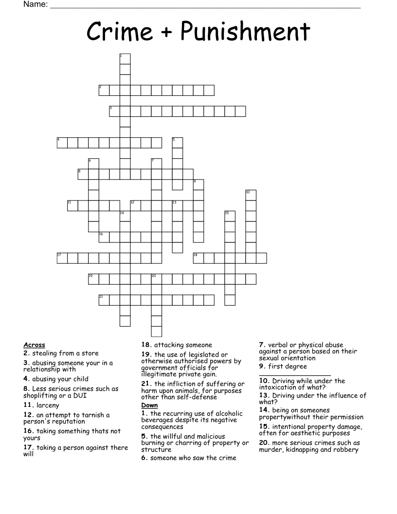 Crime + Punishment Crossword