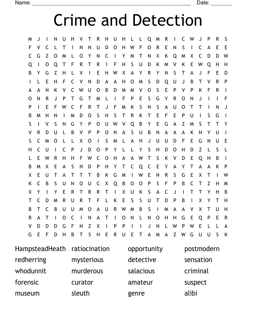 Crime and Detection Word Search