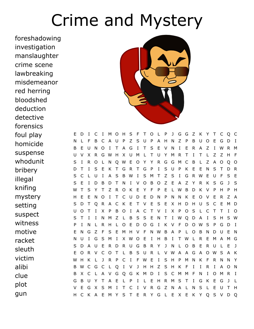 Crime and Mystery Word Search