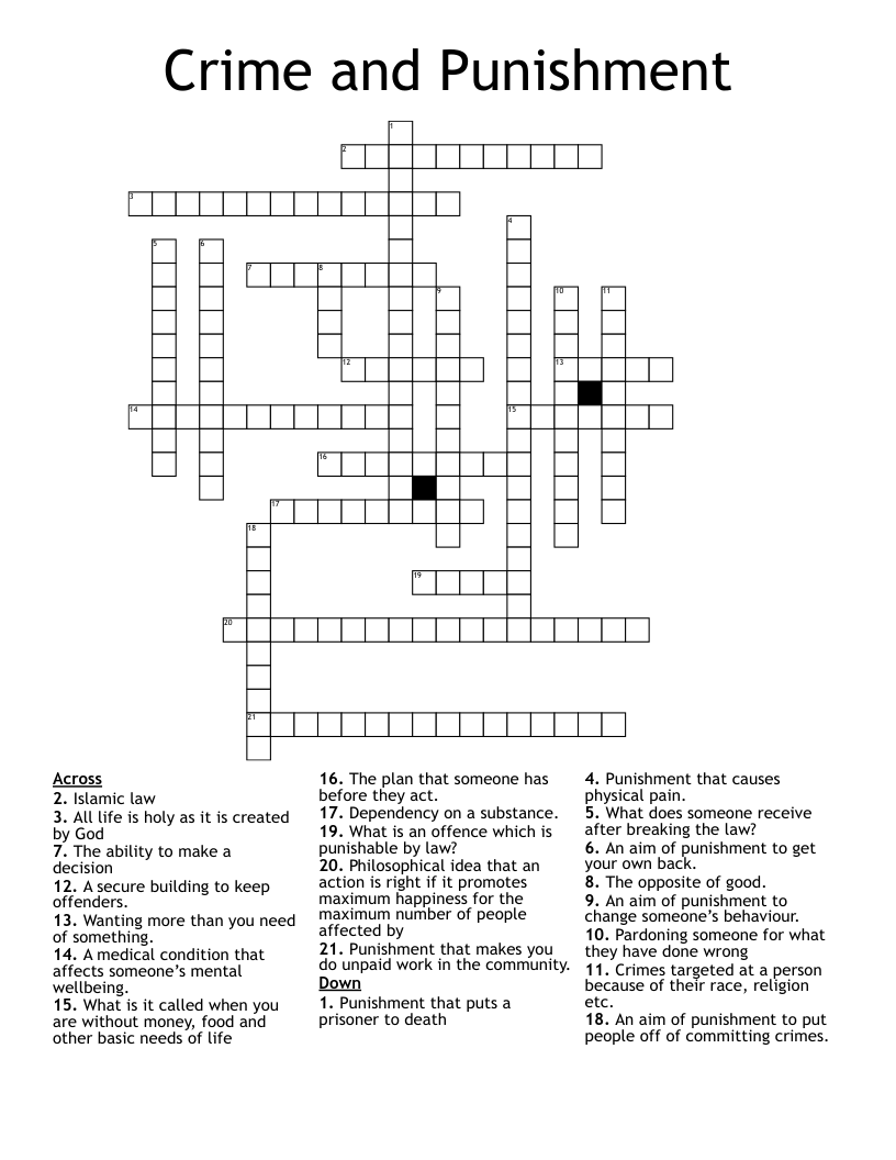 Crime and Punishment Crossword