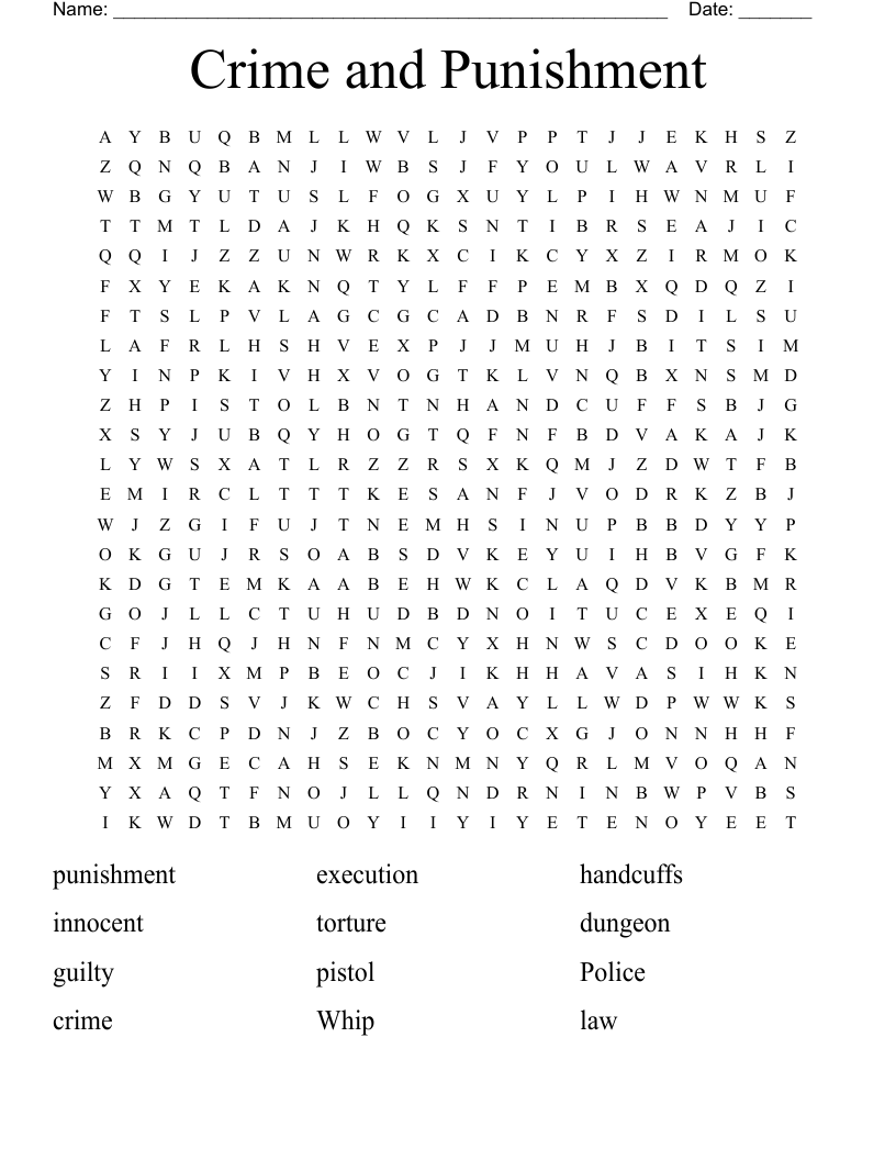 Crime and Punishment Word Search