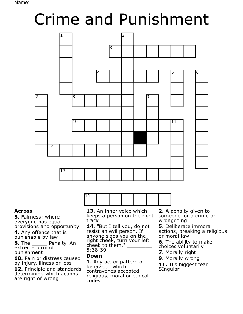 Crime and Punishment Crossword