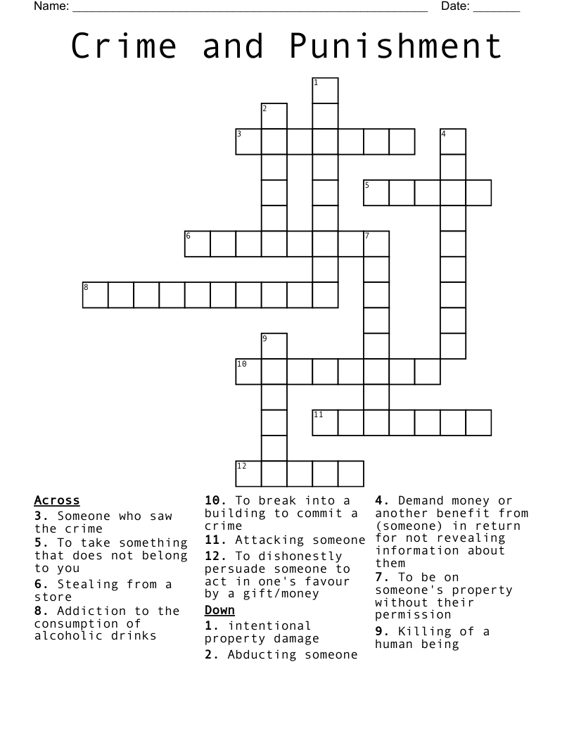 Crime and Punishment Crossword