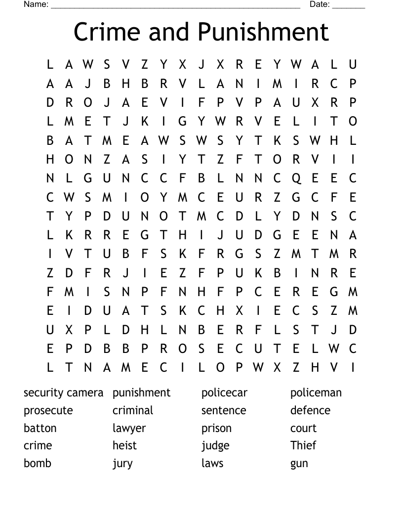 Crime and Punishment Word Search