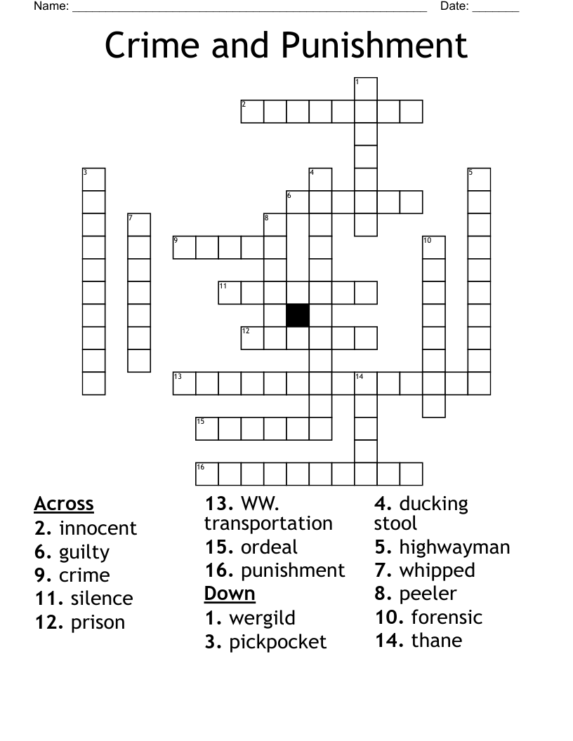 Crime and Punishment Crossword