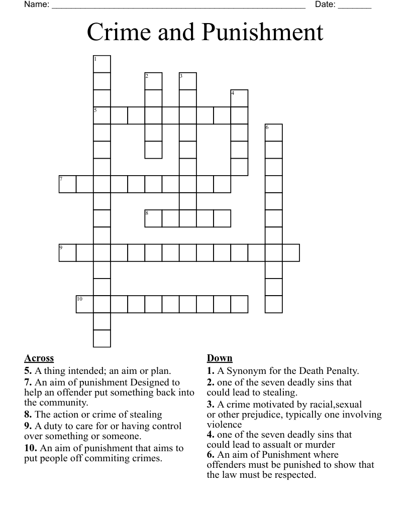 Crime and Punishment Crossword