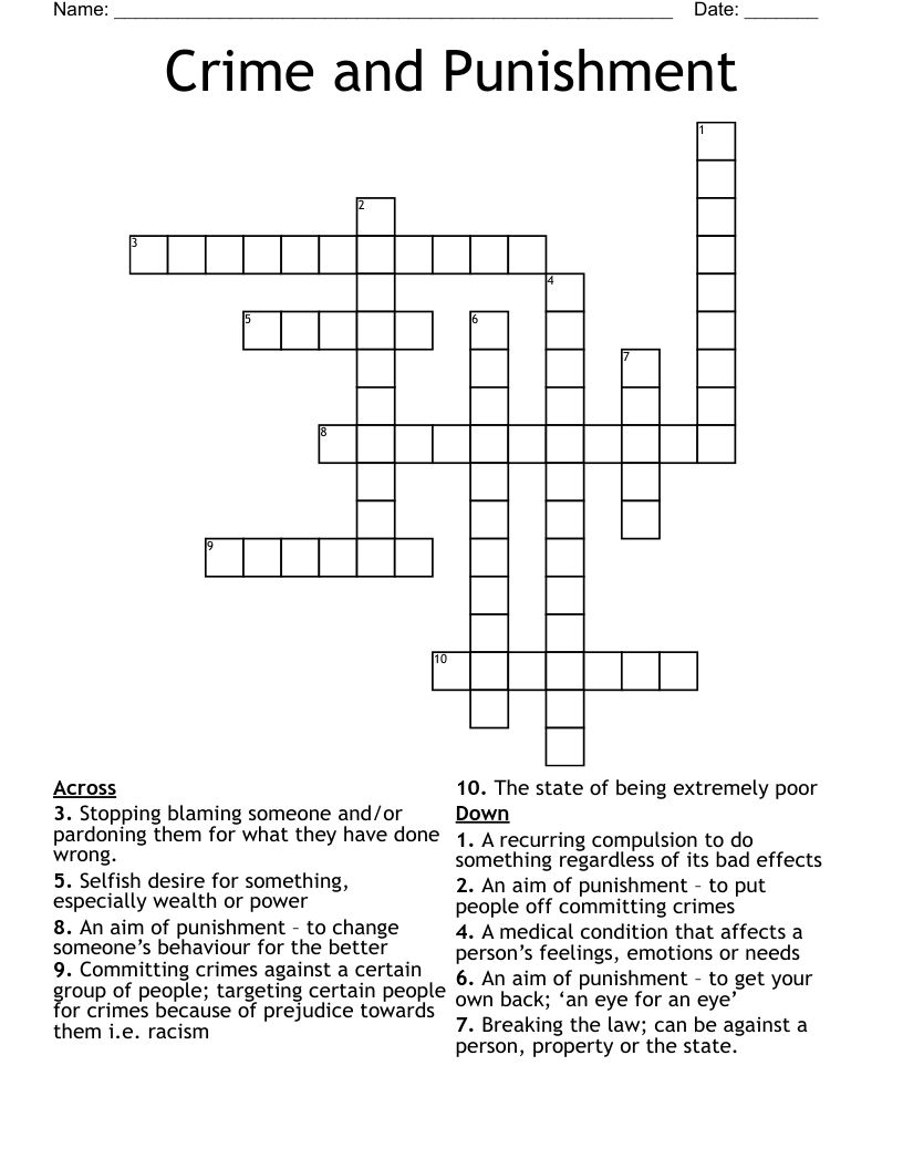 Crime and Punishment Crossword