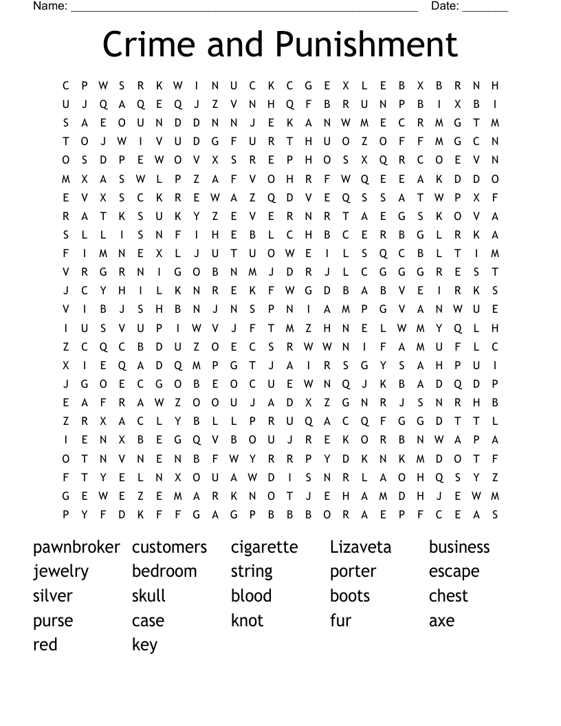 Crime and Punishment Word Search