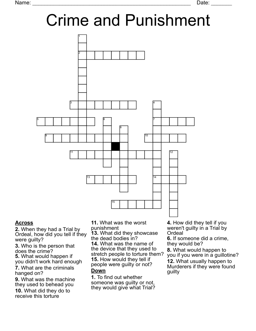 Crime and Punishment Crossword