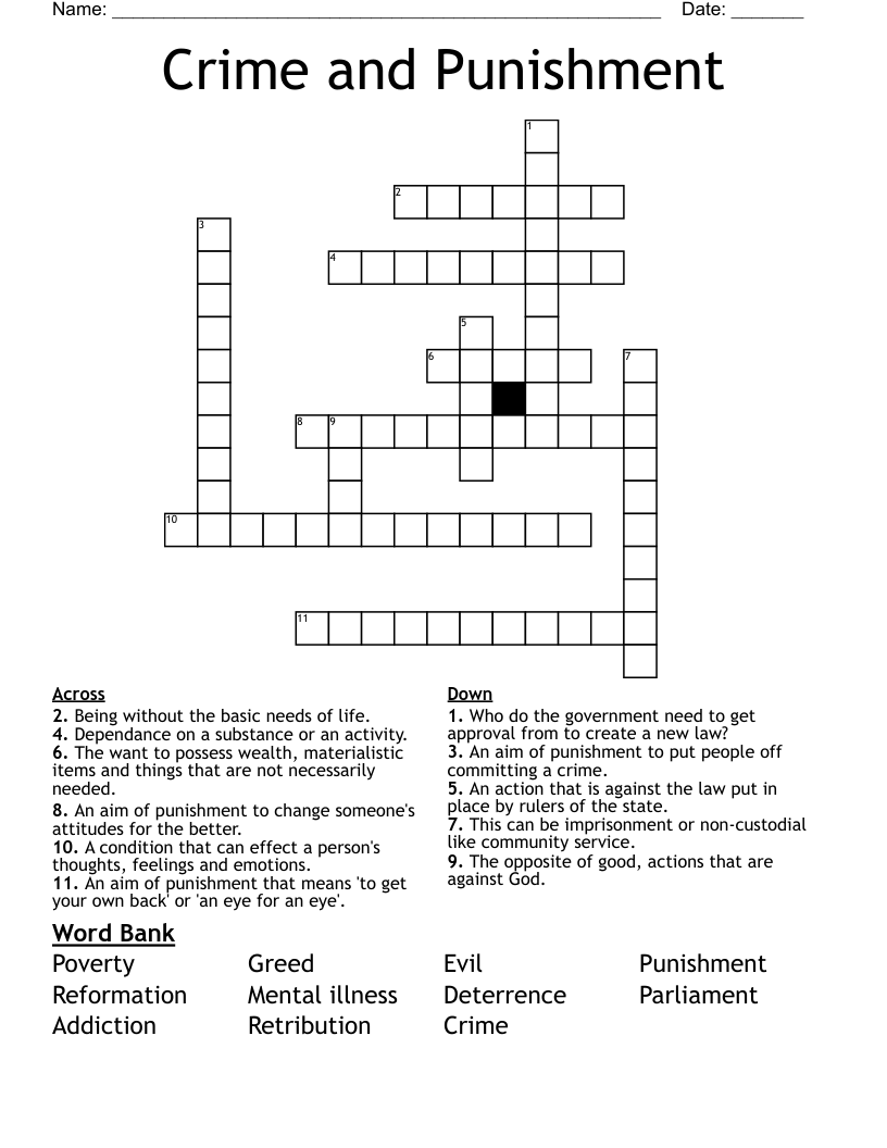 Crime and Punishment Crossword