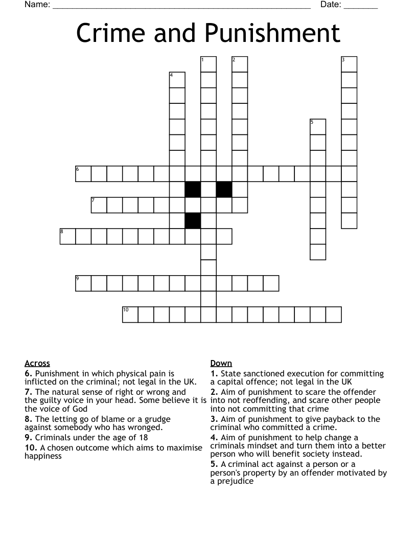 Crime and Punishment  Crossword