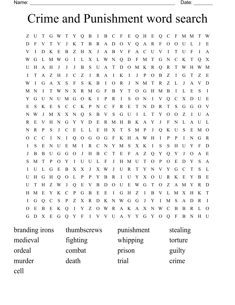 Crime and Punishment  word search 