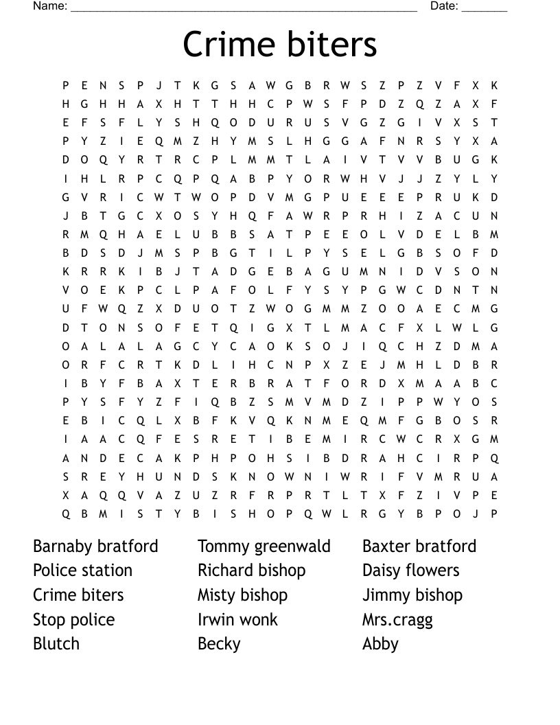 Crime biters Word Search