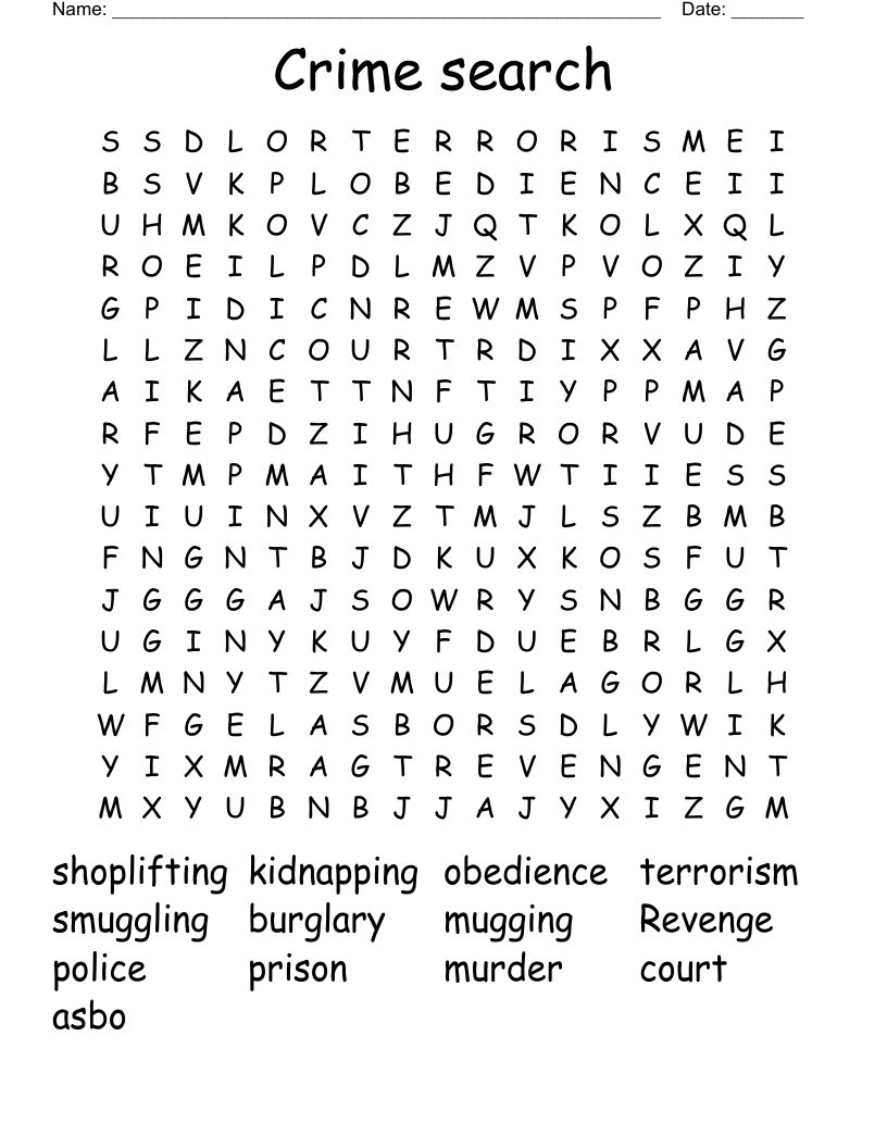 Crime search  Word Search