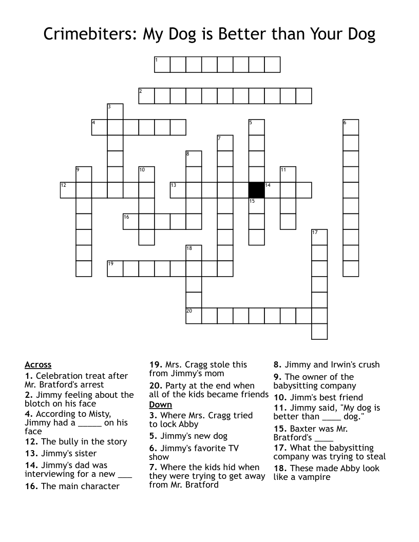 Crimebiters: My Dog is Better than Your Dog Crossword