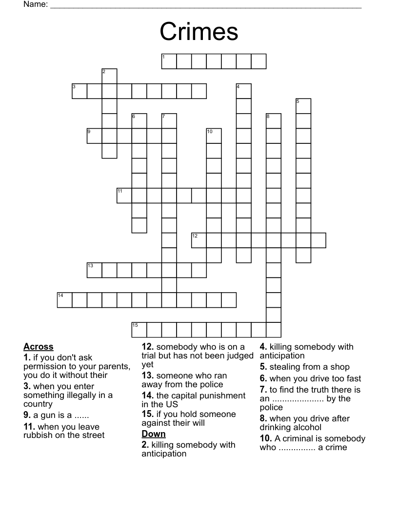 Crimes Crossword