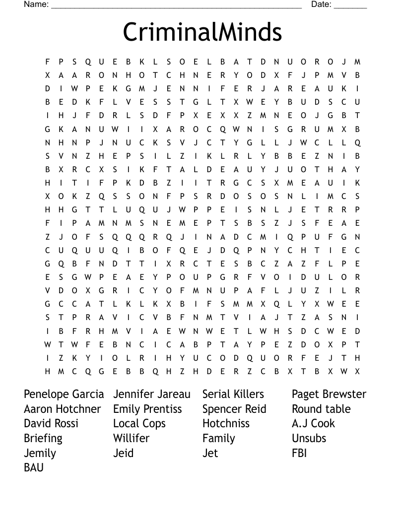 CriminalMinds Word Search