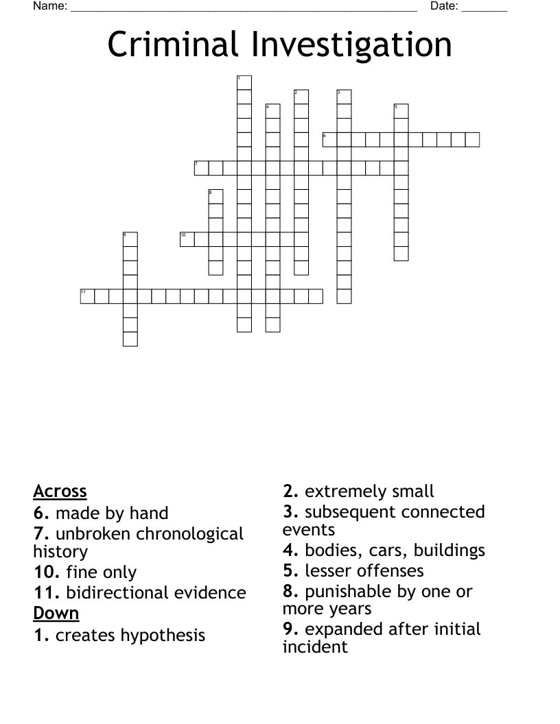 Criminal Investigation Crossword