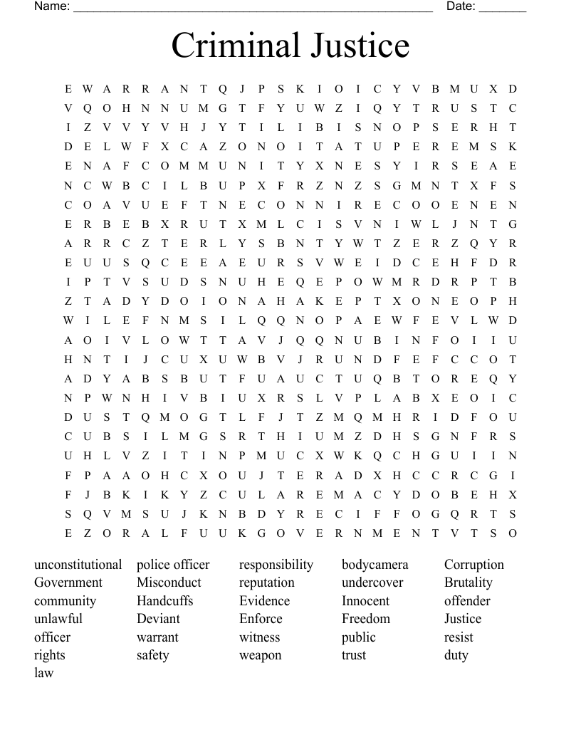 Criminal Justice Word Search