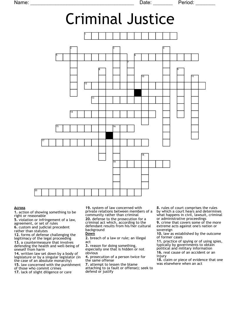 Criminal Justice Crossword