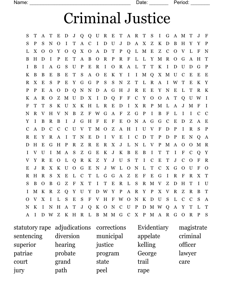 Criminal Justice  Word Search