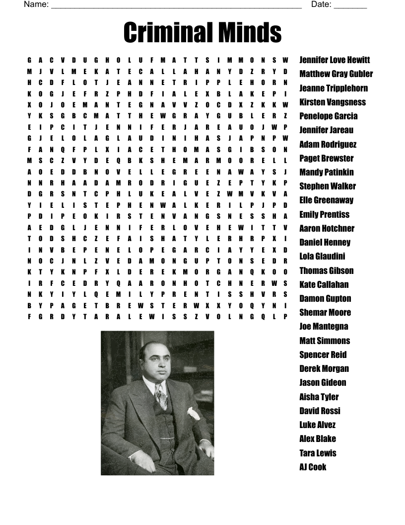 Criminal Minds Word Search