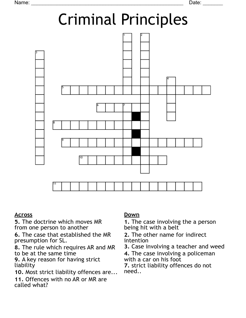 Criminal Principles Crossword