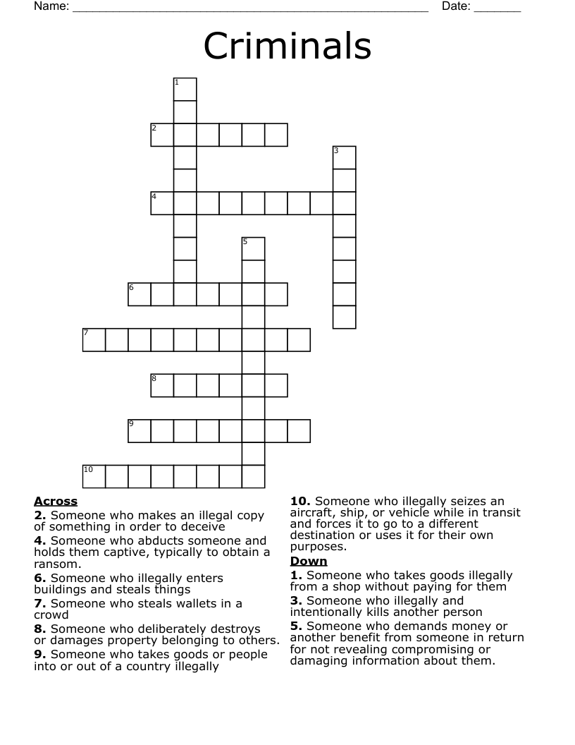 Criminals Crossword