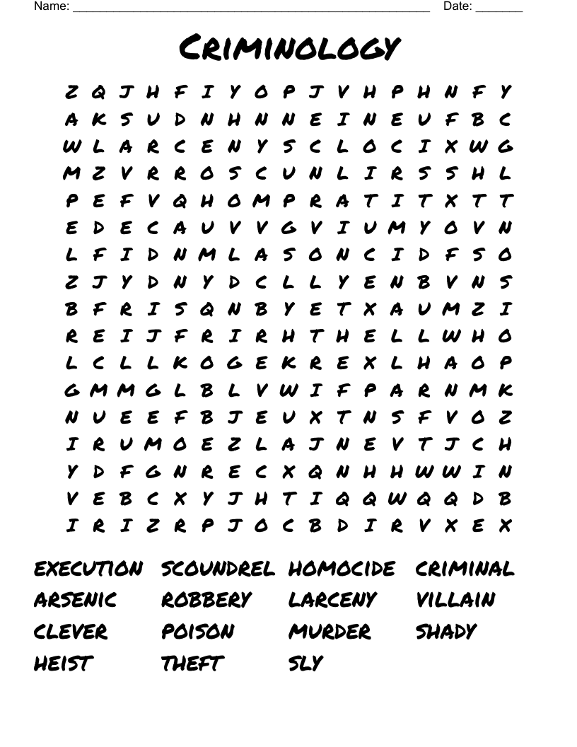 Criminology Word Search