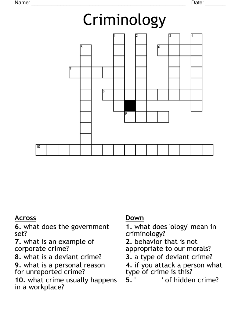 Criminology Crossword