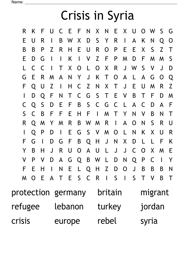 Crisis in Syria Word Search