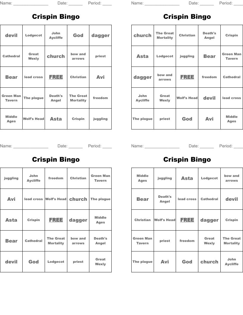 Crispin Bingo