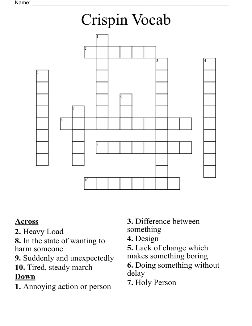 Crispin Vocab Crossword