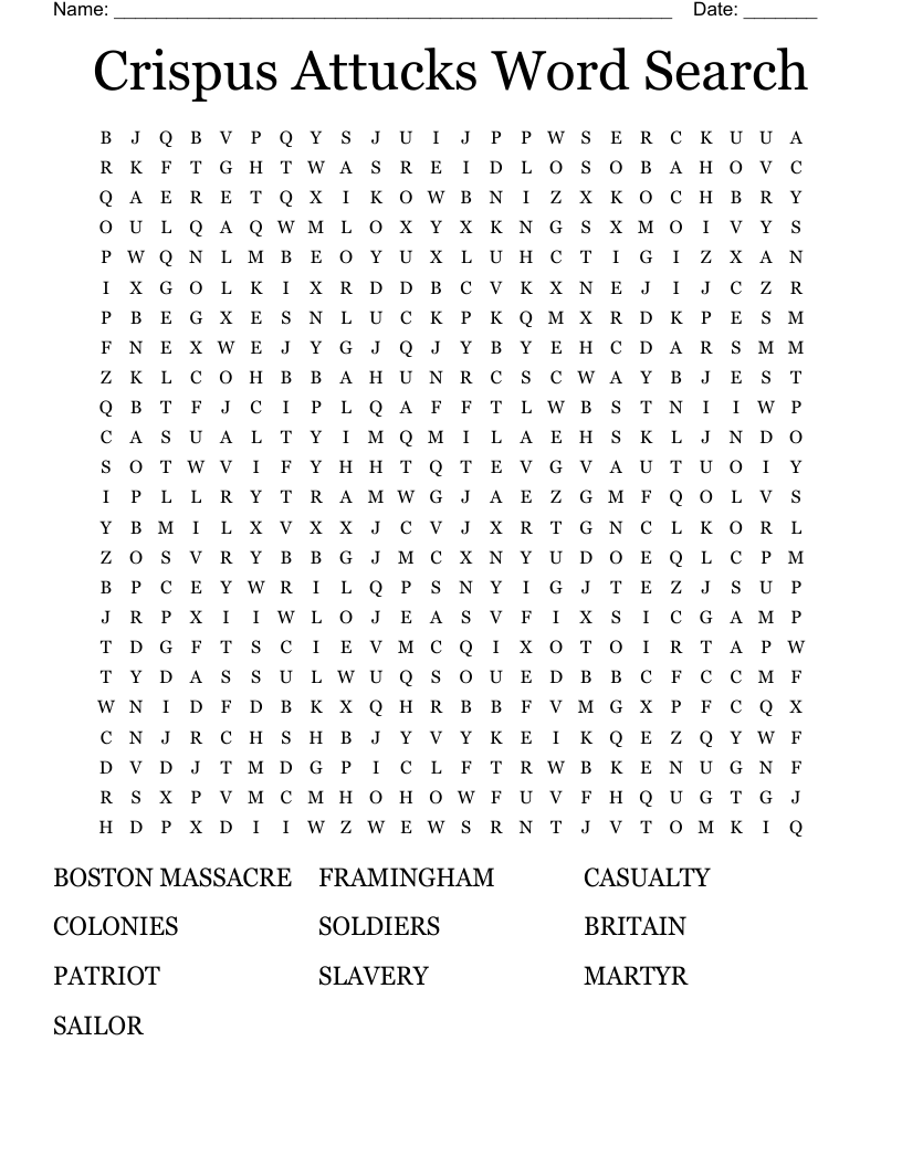 Crispus Attucks Word Search
