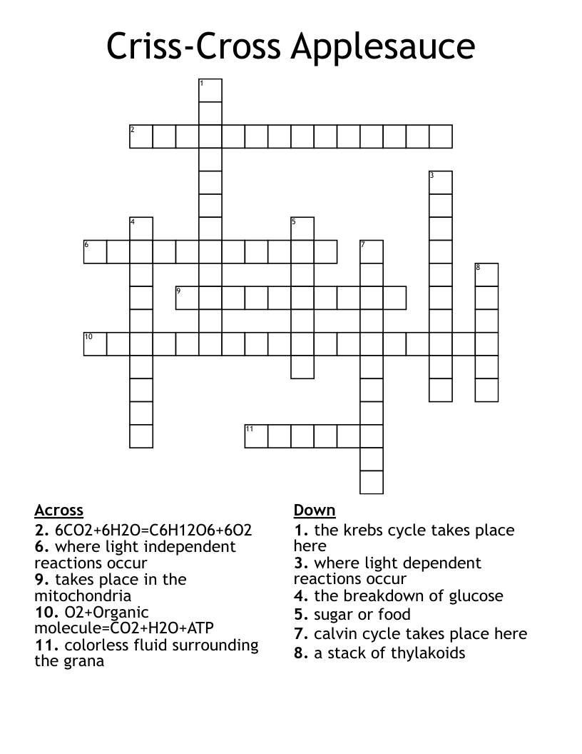 Criss-Cross Applesauce Crossword