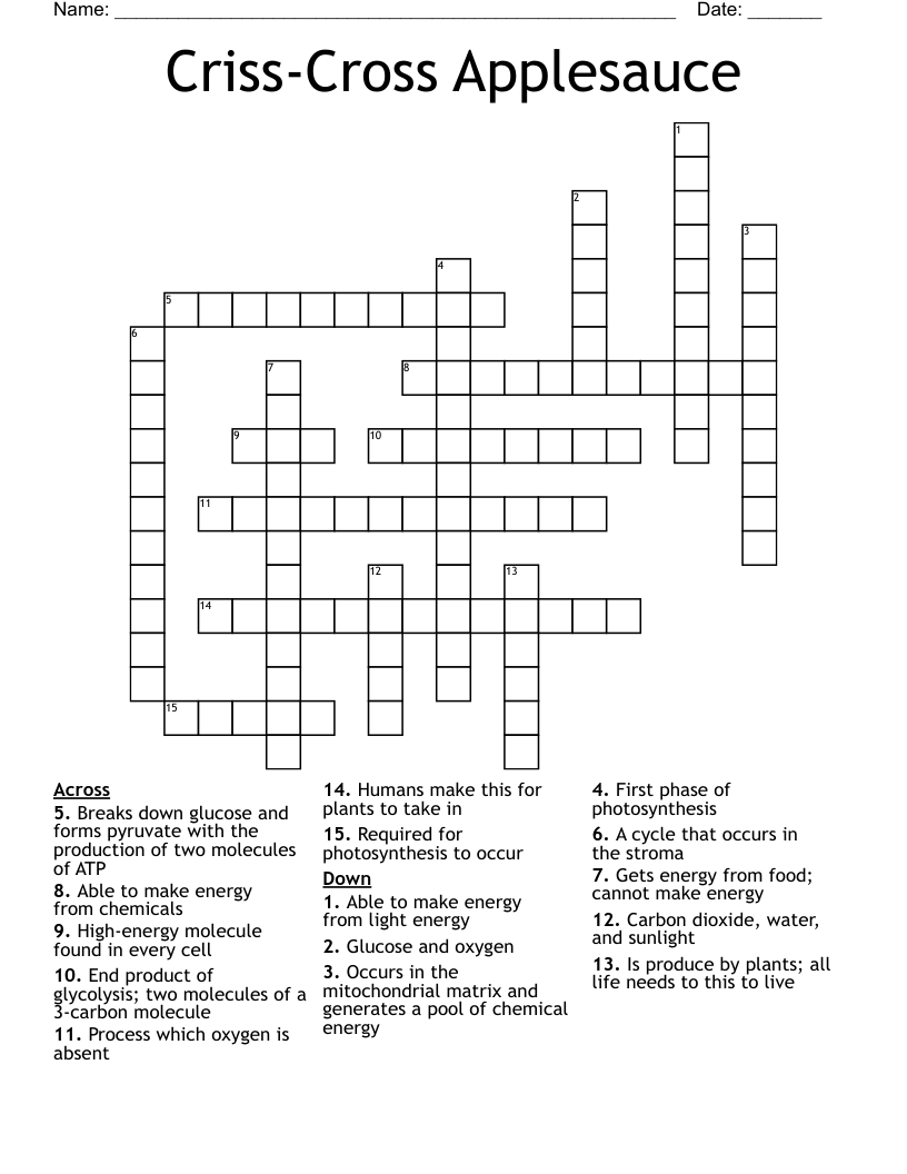 Criss-Cross Applesauce Crossword