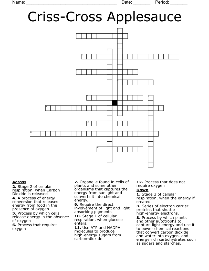 Criss-Cross Applesauce Crossword