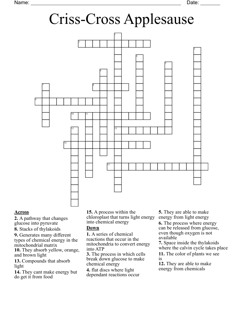 Criss-Cross Applesause Crossword