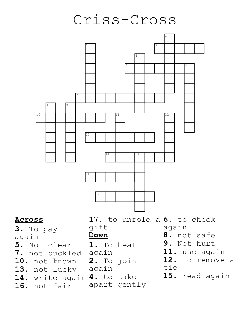 Criss-Cross  Crossword
