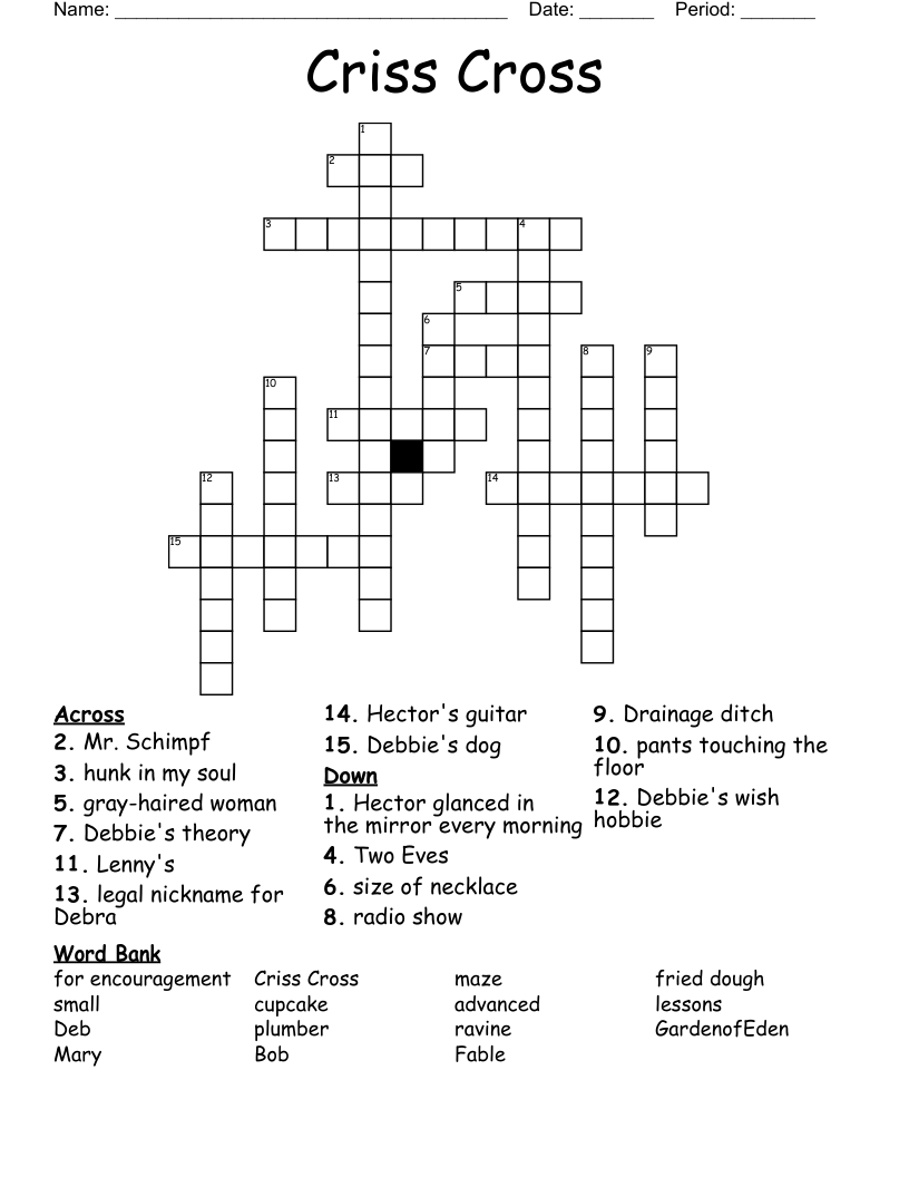 Criss Cross Crossword