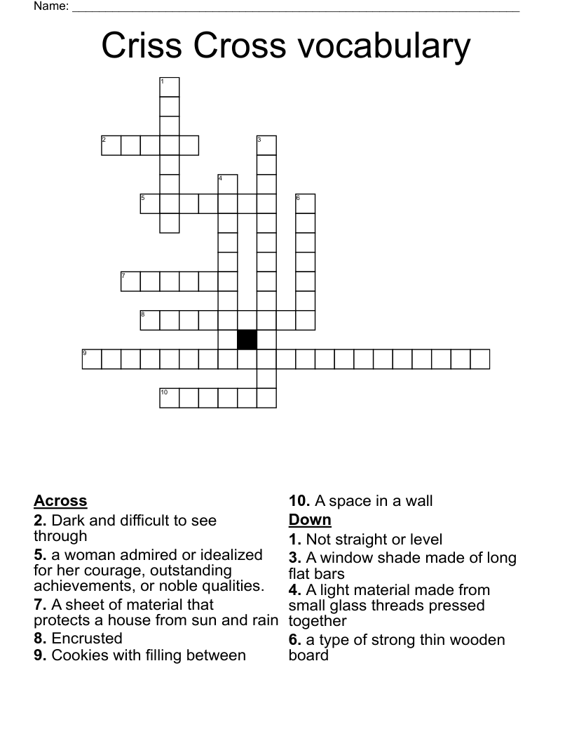 Criss Cross vocabulary  Crossword