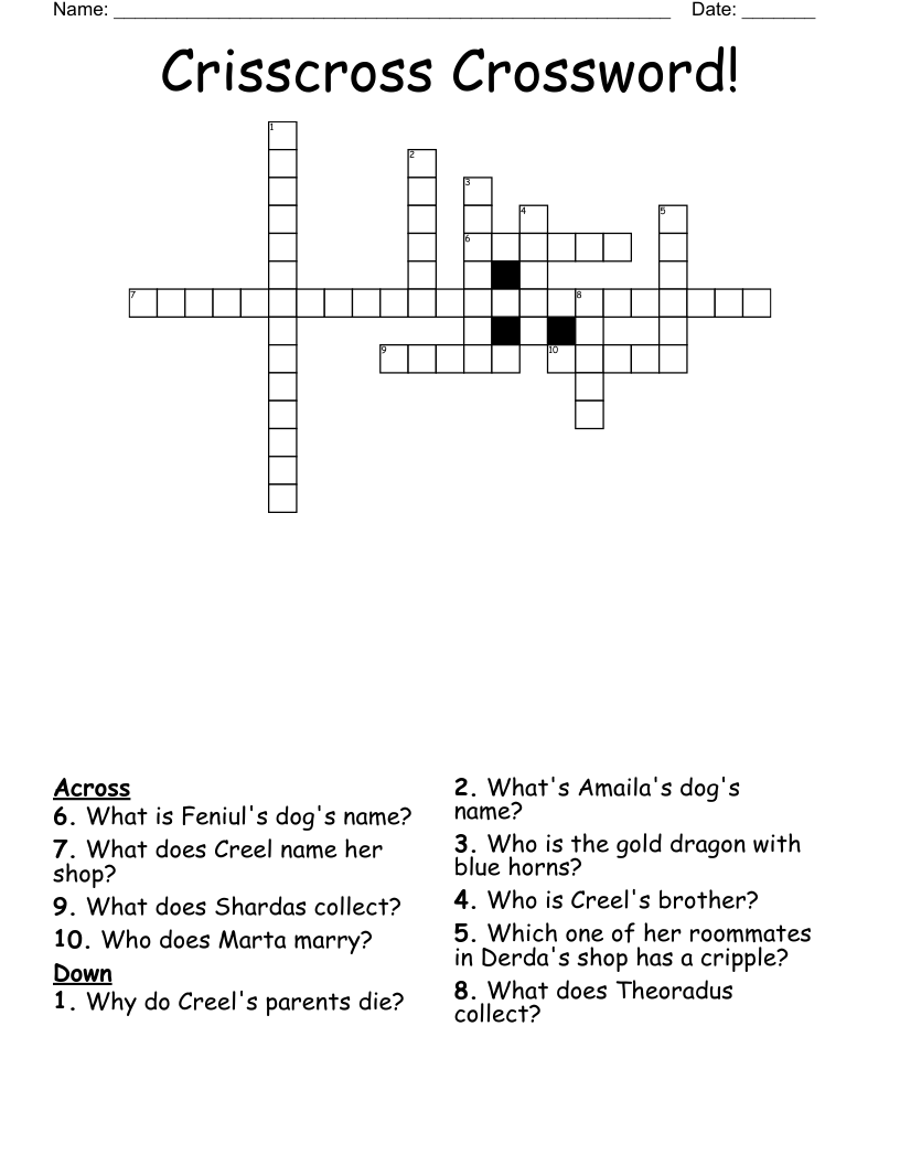 Crisscross Crossword!