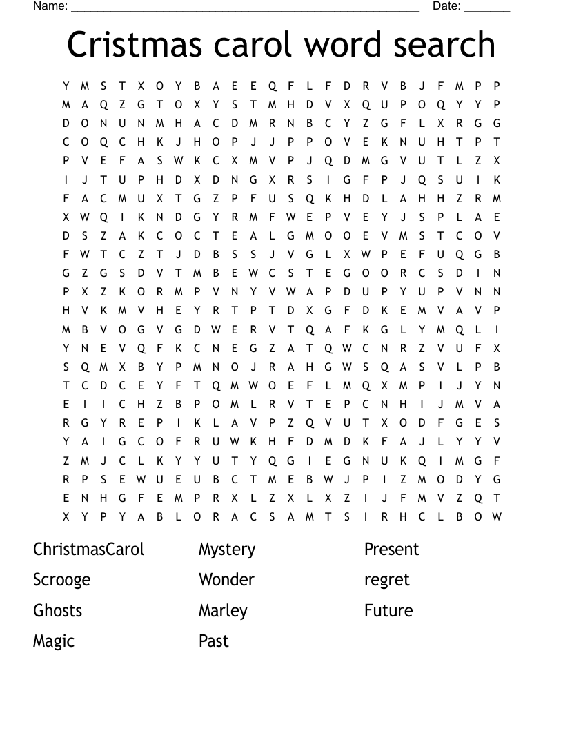 Cristmas carol word search