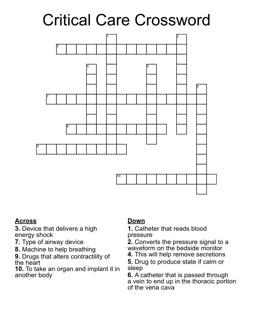 Critical Care Crossword