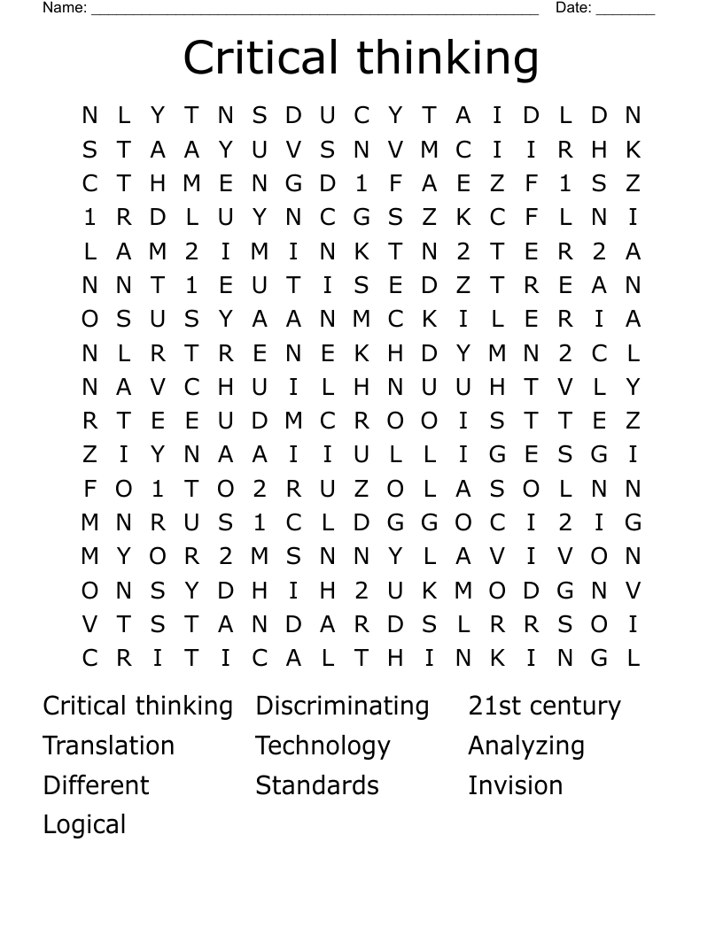 Critical thinking Word Search