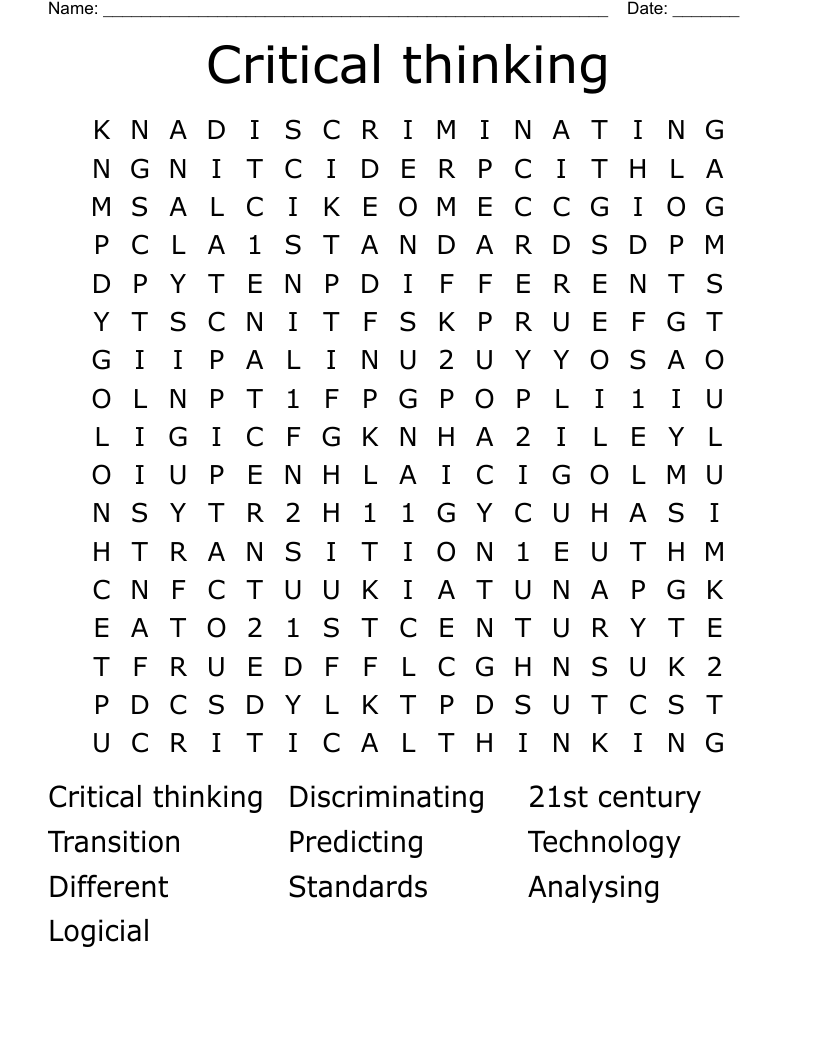 Critical thinking  Word Search