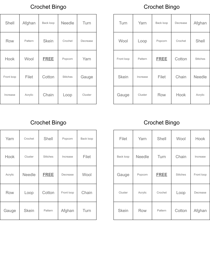 Crochet Bingo 